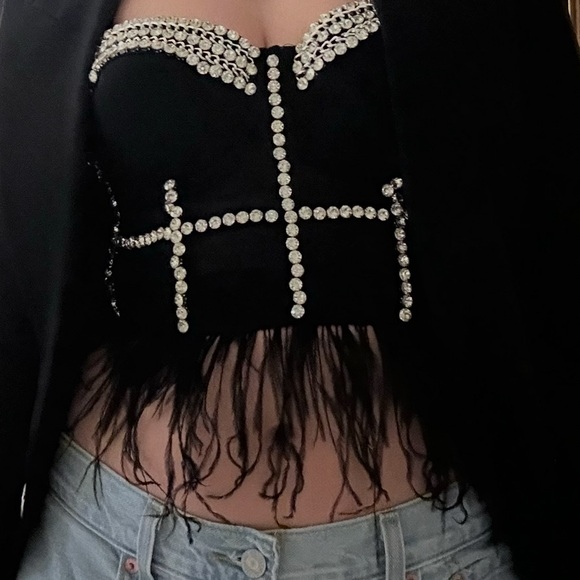 Amazon Black Rhinestone Embellished Tank Top - Picture 9 of 9